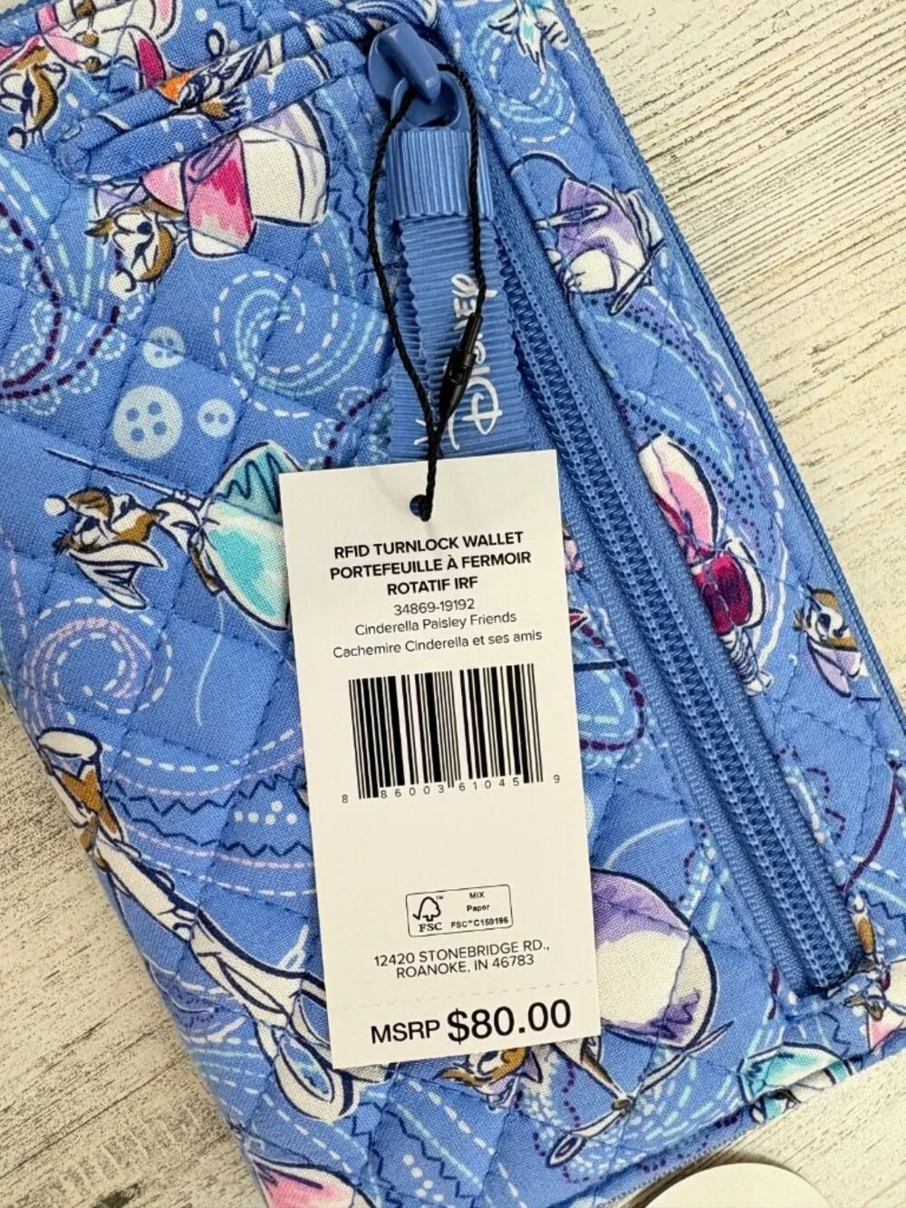 Vera Bradley RFID Turnlock Wallet Cinderella Paisley Friends NWT